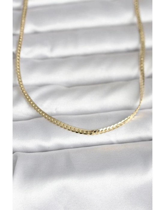 CM 14K Gold Renk Yassı Zincir Model 45 cm Kadın Kolye