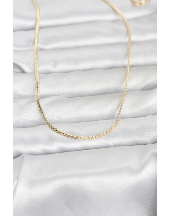 CM 14K Gold Renk Yassı Zincir Model 60 cm Kadın Kolye