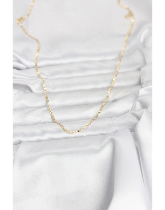 CM 14K Gold Renk Yassı Zincir Model 60 cm Kadın Kolye
