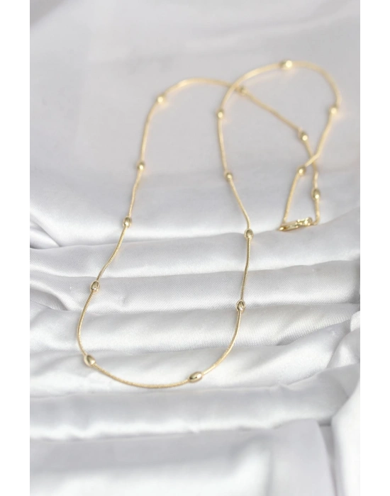 CM 14K Gold Renk Yılan Zincirli Damla Topçuk Model 60 cm Kadın Kolye