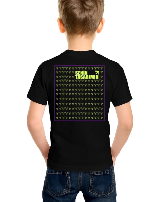 Çocuk Arka Sizin Tasarımınız Basic Tshirt - Siyah