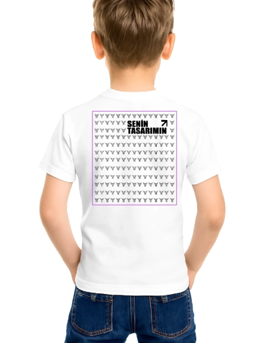 Çocuk Ön Arka Sizin Tasarımınız Basic Tshirt - Beyaz