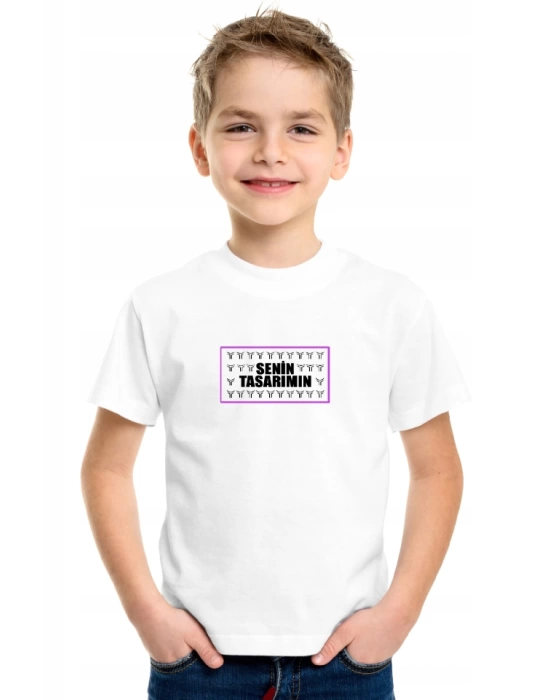 Çocuk Ön Sizin Tasarımınız Basic Tshirt - Beyaz