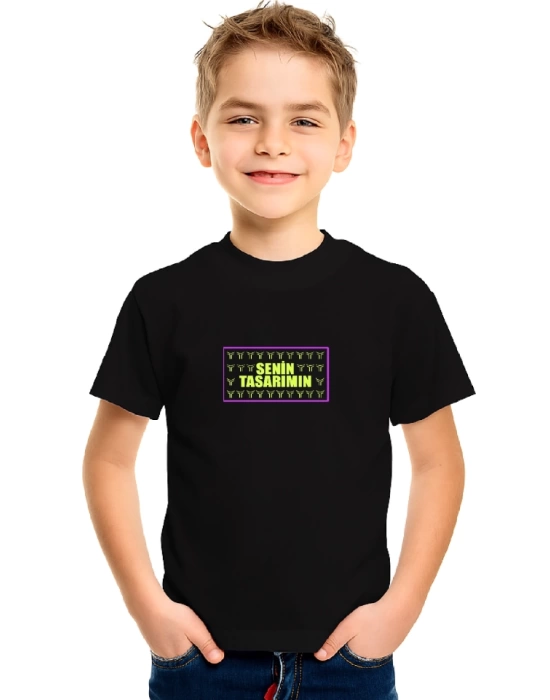 Çocuk Ön Sizin Tasarımınız Basic Tshirt - Siyah
