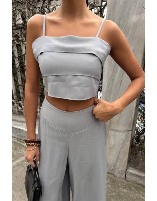 Crop Plazzo Pantolon Takım 10155-08