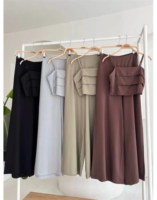 Crop Plazzo Pantolon Takım 10155-08