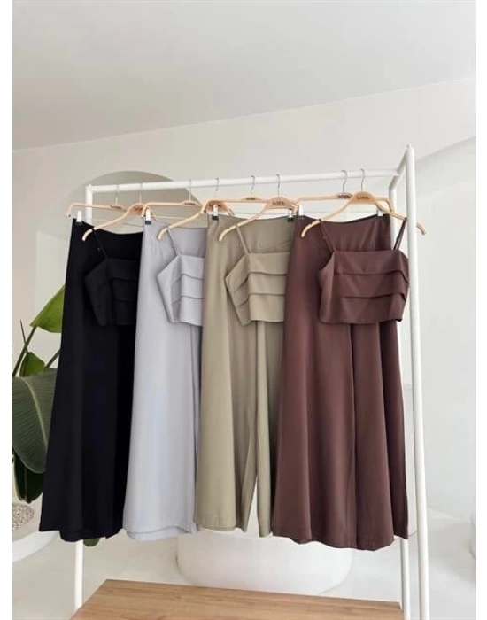 Crop Plazzo Pantolon Takım 10155-08