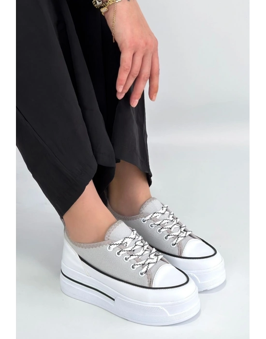 Dalen Gri Keten Bağcıklı Spor Ayakkabı