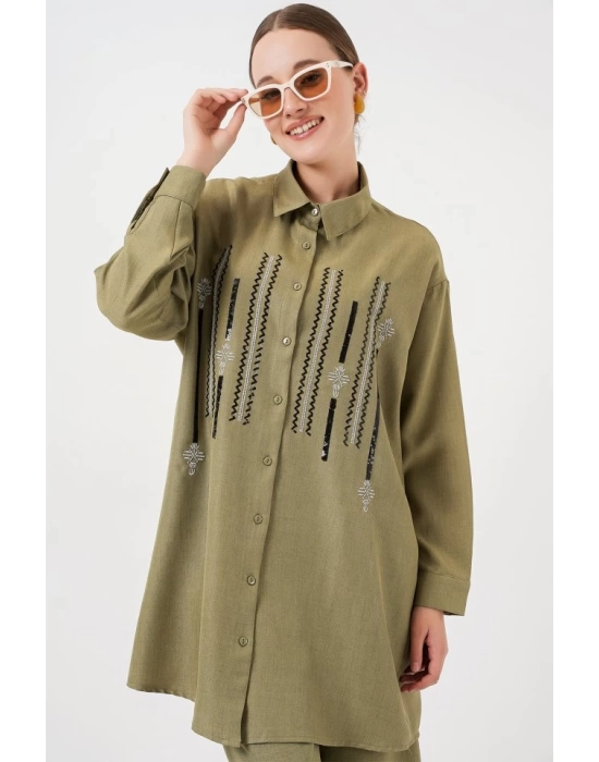 Desenli Tunik Pantolon İkili Takım 6720 - Çağla