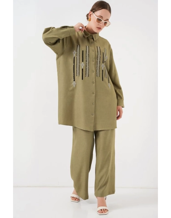 Desenli Tunik Pantolon İkili Takım 6720 - Çağla