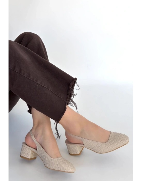 Dier Bej Cilt Topuklu Ayakkabı