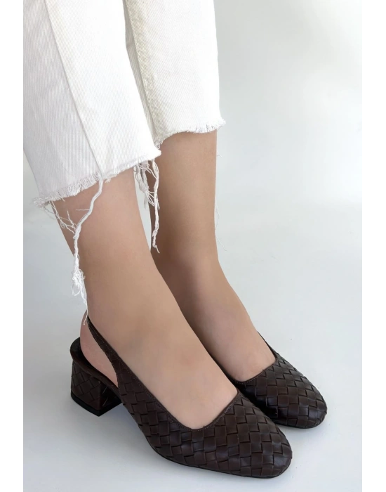 Dier Kahverengi Cilt Topuklu Ayakkabı