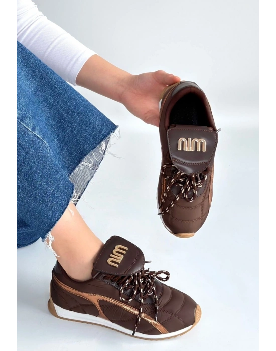 Dissa Kahverengi Cilt Bağcıklı Paraşüt Detaylı Spor Ayakkabı