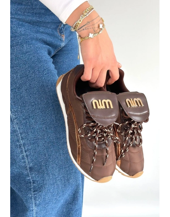 Dissa Kahverengi Cilt Bağcıklı Paraşüt Detaylı Spor Ayakkabı