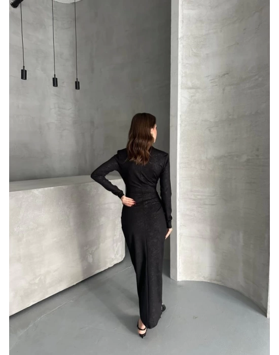 Drape Detaylı Midi Elbise