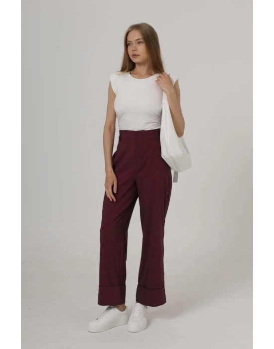 Duble Paça Pantolon - Bordo