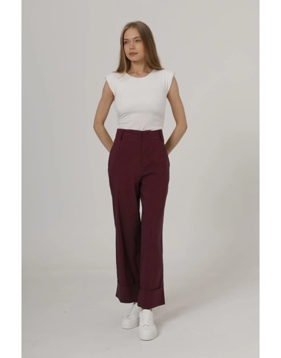 Duble Paça Pantolon - Bordo