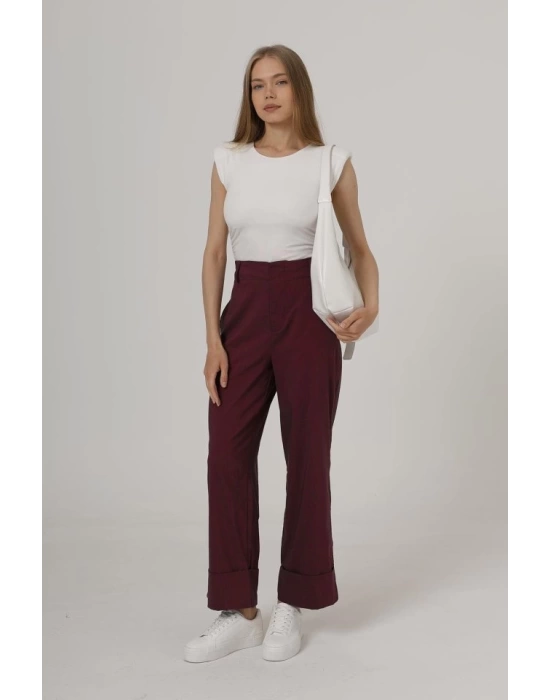 Duble Paça Pantolon - Bordo