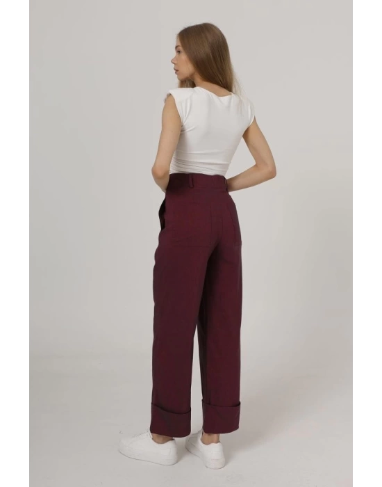 Duble Paça Pantolon - Bordo