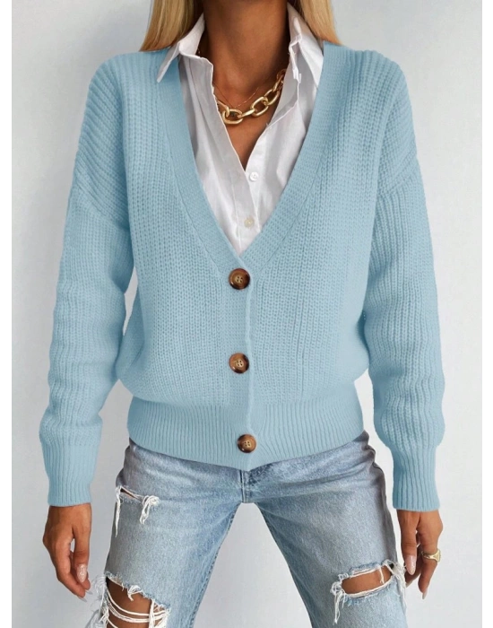 Düğme Detay Triko Bluz