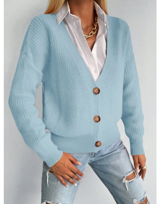 Düğme Detay Triko Bluz