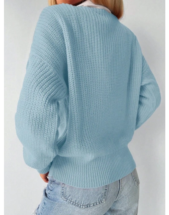 Düğme Detay Triko Bluz