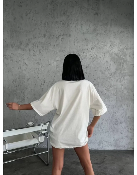 Düz Biskilet Yaka  T-shirt - Beyaz