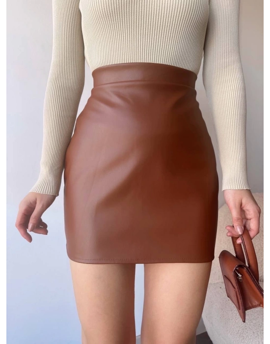 Düz deri etek taba h24468