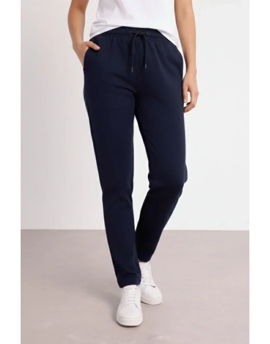 Düz Paça Beli Lastikli İpli Günlük Spor Eşofman Altı Rahat Fit - Lacivert