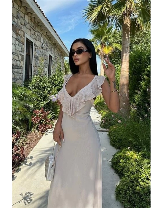 Emaline Sırt Dekolteli Şifon Elbise 2465-08