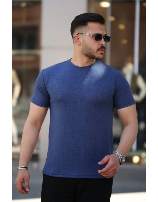 Erkek Ağaç Kabuğu Desenli Kısa Kollu T-shirt