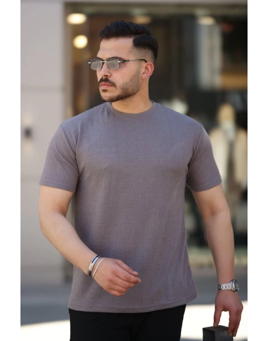 Erkek Ağaç Kabuğu Desenli Kısa Kollu T-shirt