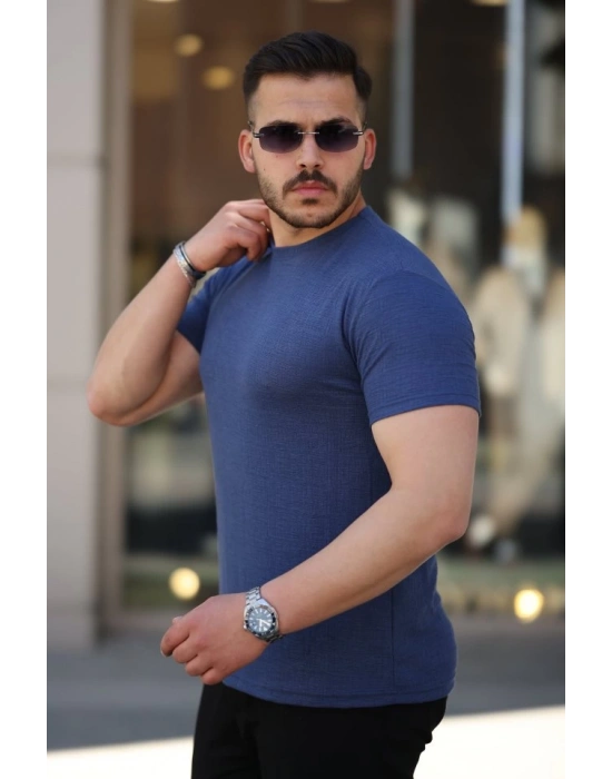 Erkek Ağaç Kabuğu Desenli Kısa Kollu T-shirt