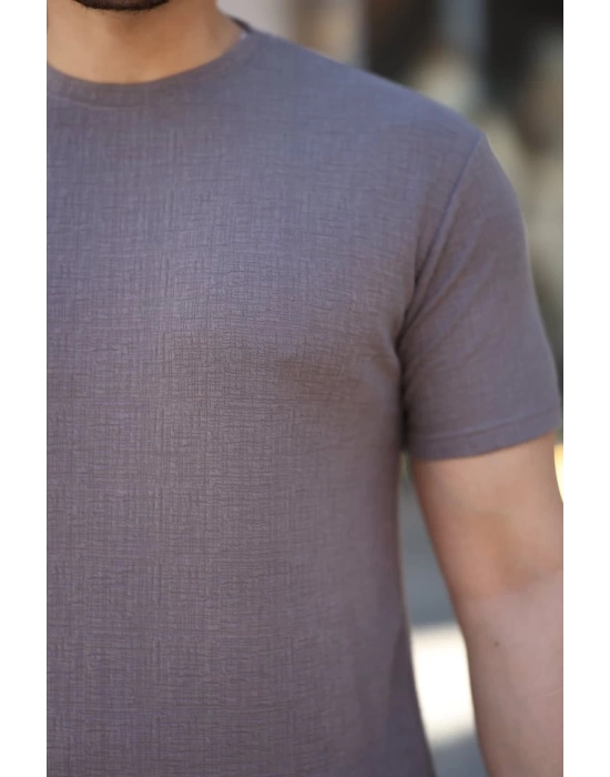 Erkek Ağaç Kabuğu Desenli Kısa Kollu T-shirt