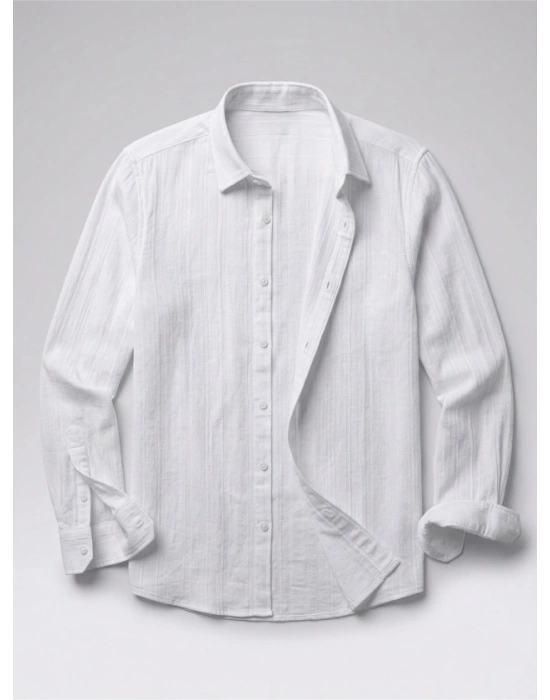 Erkek Armürlü Yarım Oversize Müslin Gömlek