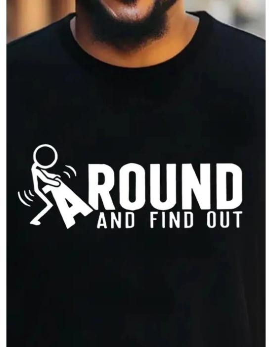 Erkek Around Baskılı Süprem T-shirt