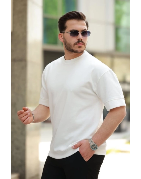 Erkek Basic Oversize Double Face Kumaş Kısa Kollu Tshirt