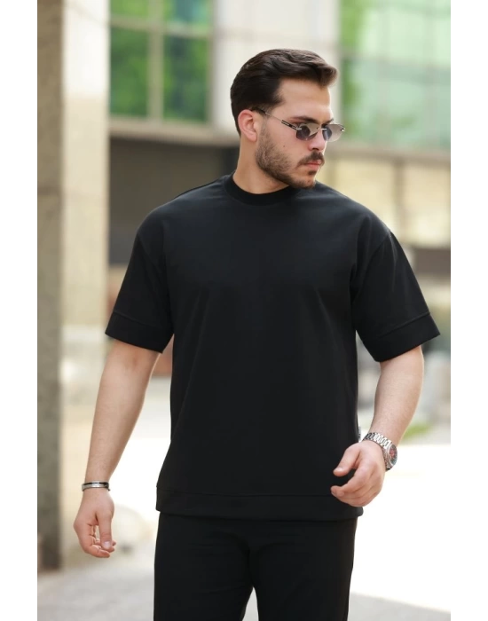Erkek Basic Oversize Double Face Kumaş Kısa Kollu Tshirt