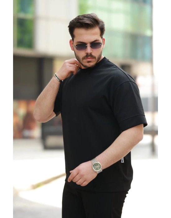 Erkek Basic Oversize Double Face Kumaş Kısa Kollu Tshirt