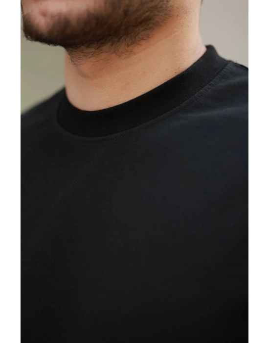 Erkek Basic Oversize Double Face Kumaş Kısa Kollu Tshirt