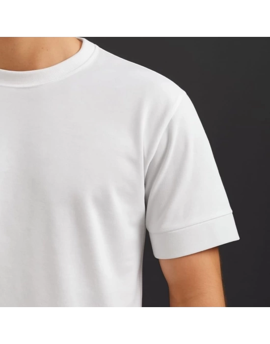 Erkek Basic Oversize Double Face Kumaş Kısa Kollu Tshirt