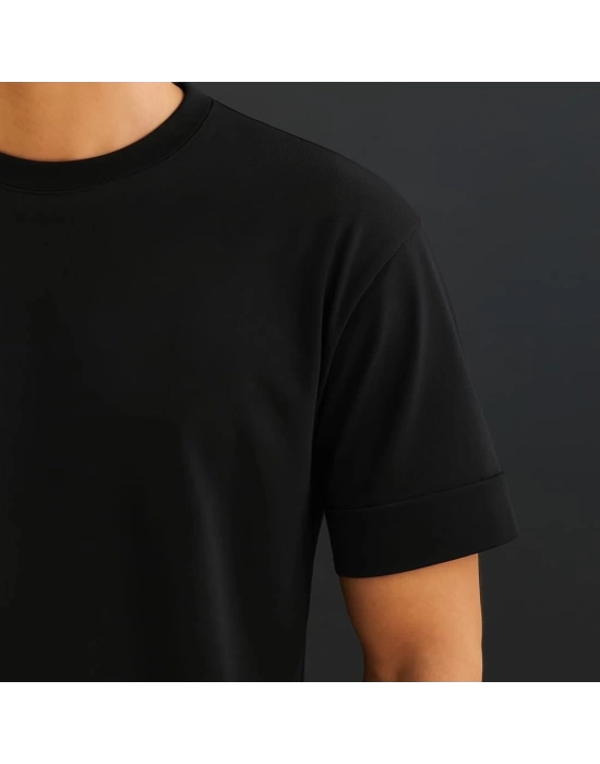 Erkek Basic Oversize Double Face Kumaş Kısa Kollu Tshirt