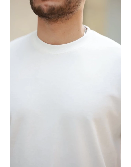 Erkek Basic Oversize Double Face Kumaş Kısa Kollu Tshirt