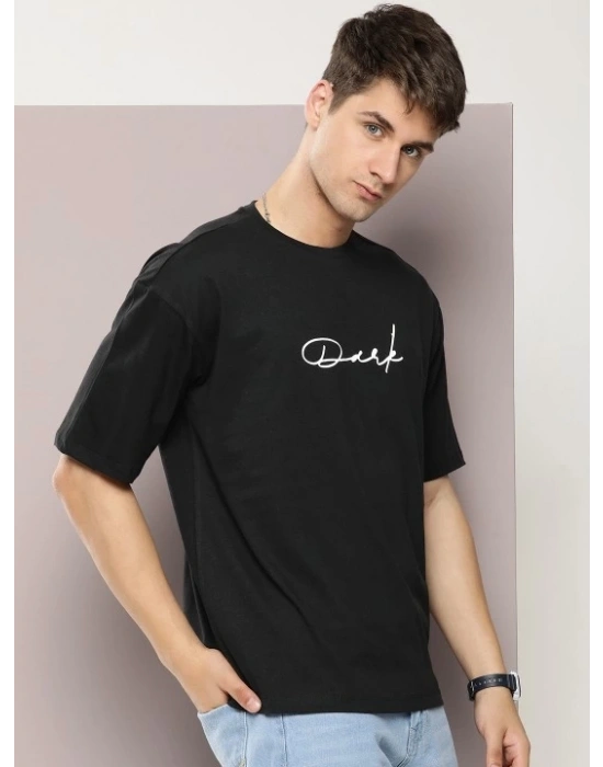 Erkek Baskılı Oversize T-shirt - Siyah