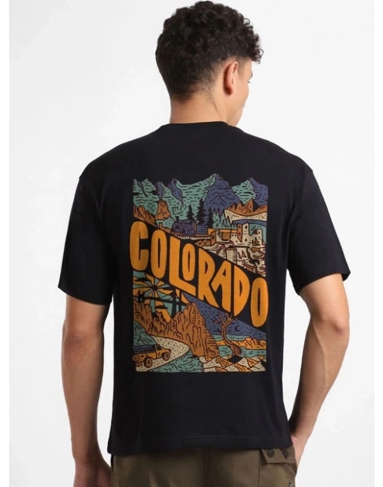 Erkek Baskılı Oversize T-shirt - Siyah