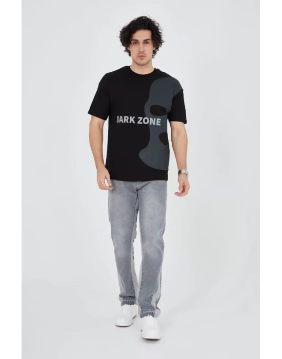 Erkek Baskılı T-Shirt - Siyah