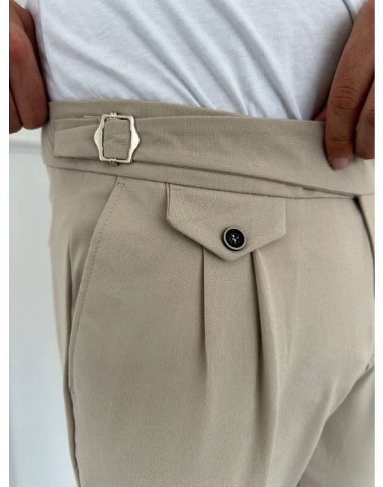 Erkek Bel Toka Detaylı Pileli Old Money Pantolon