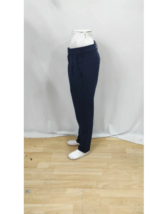 Erkek Belden Düğmeli Cepli Dokuma Pantolon