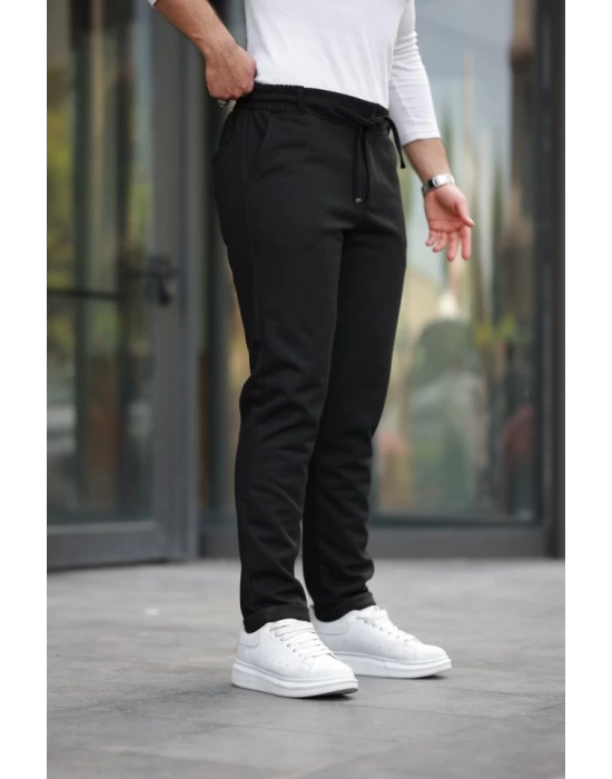 Erkek Beli Bağcıklı Duble Paça örme Pamuklu Kumaş Jogger Pantolon