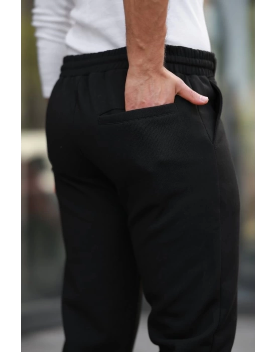 Erkek Beli Bağcıklı Duble Paça örme Pamuklu Kumaş Jogger Pantolon